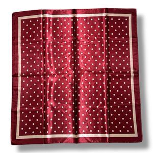 Red Wine & Pink Polka Dots Scarf 35” X 35” Women Scarve Boho Scarve